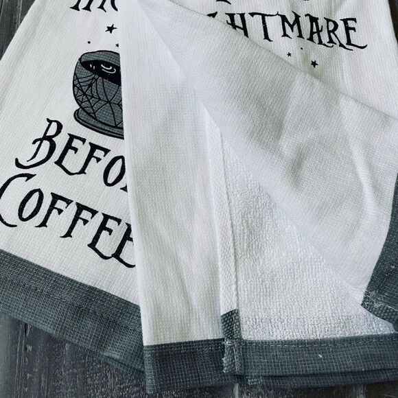 Nightmare Before Coffee Halloween Kitchen Dish Towels - Picture 2 of 2